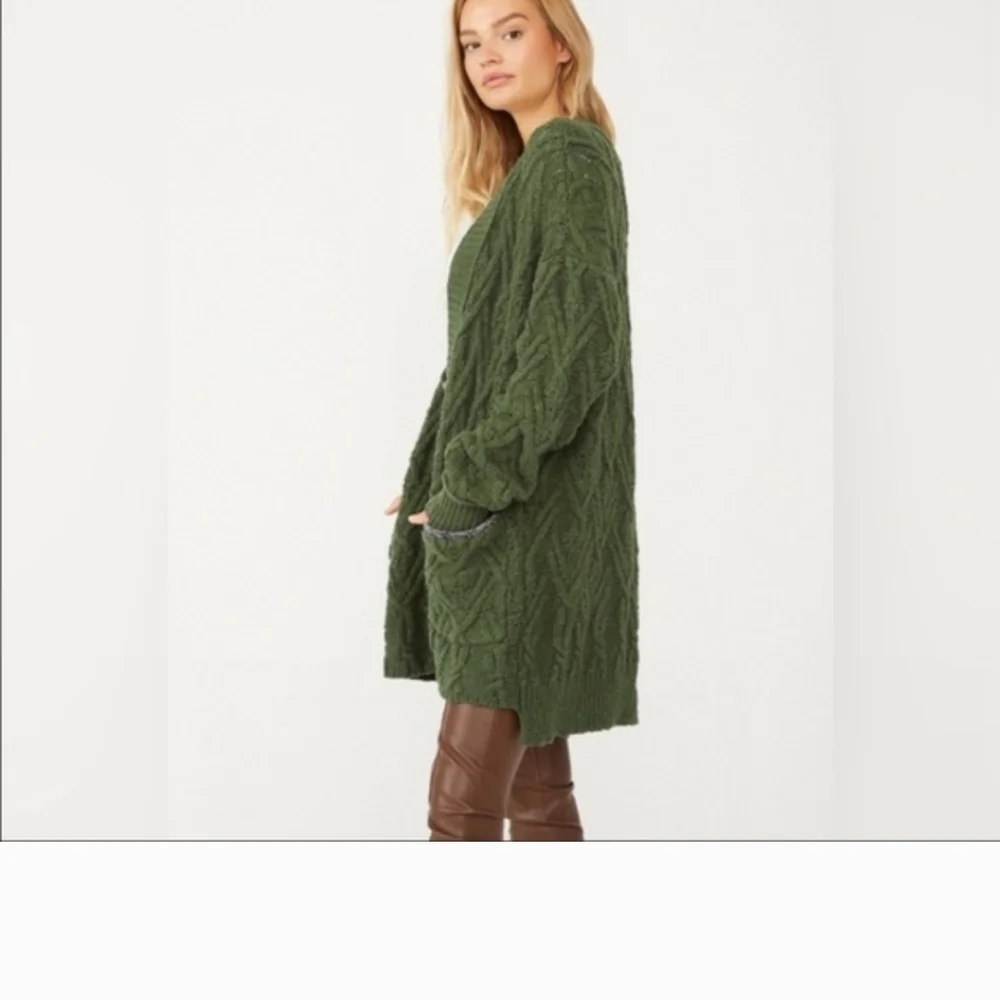 Free People | Montana Cable Knit Cardigan Green M